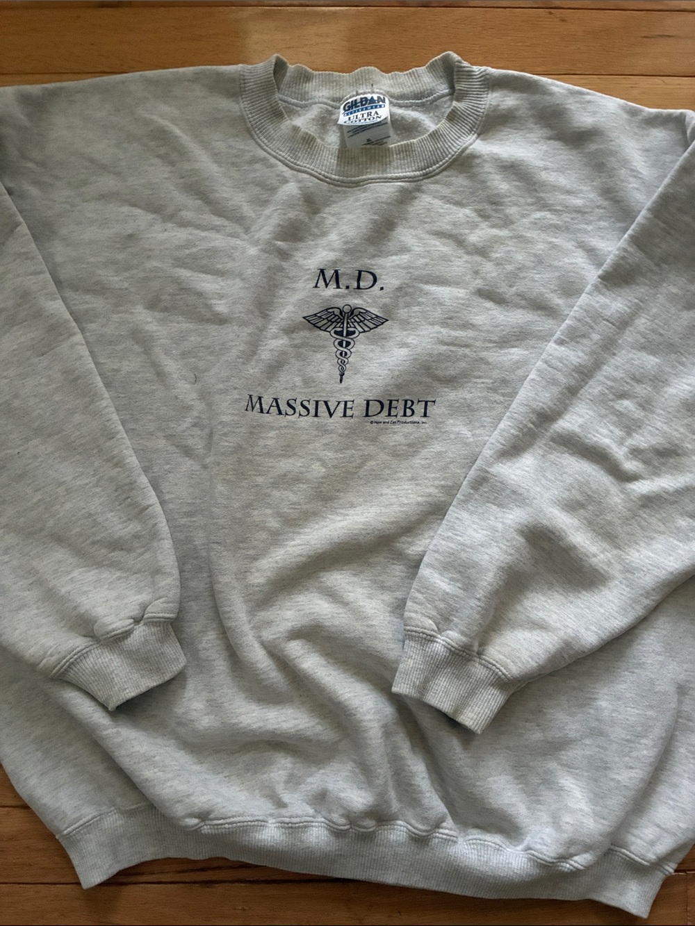 MD Missive Debt Light Gray Crewneck Sweatshirt